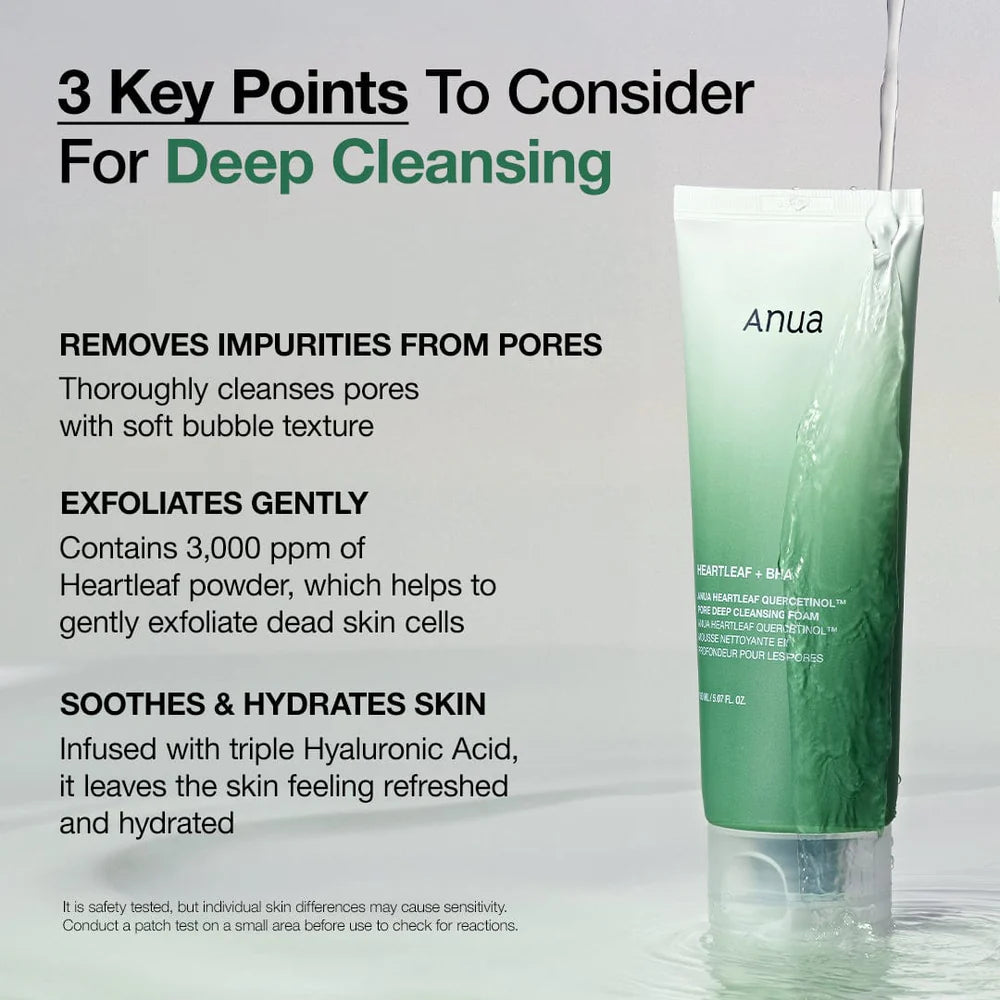 ANUA HEARTLEAF QUERCETINOL PORE DEEP CLEANSING FOAM 150M